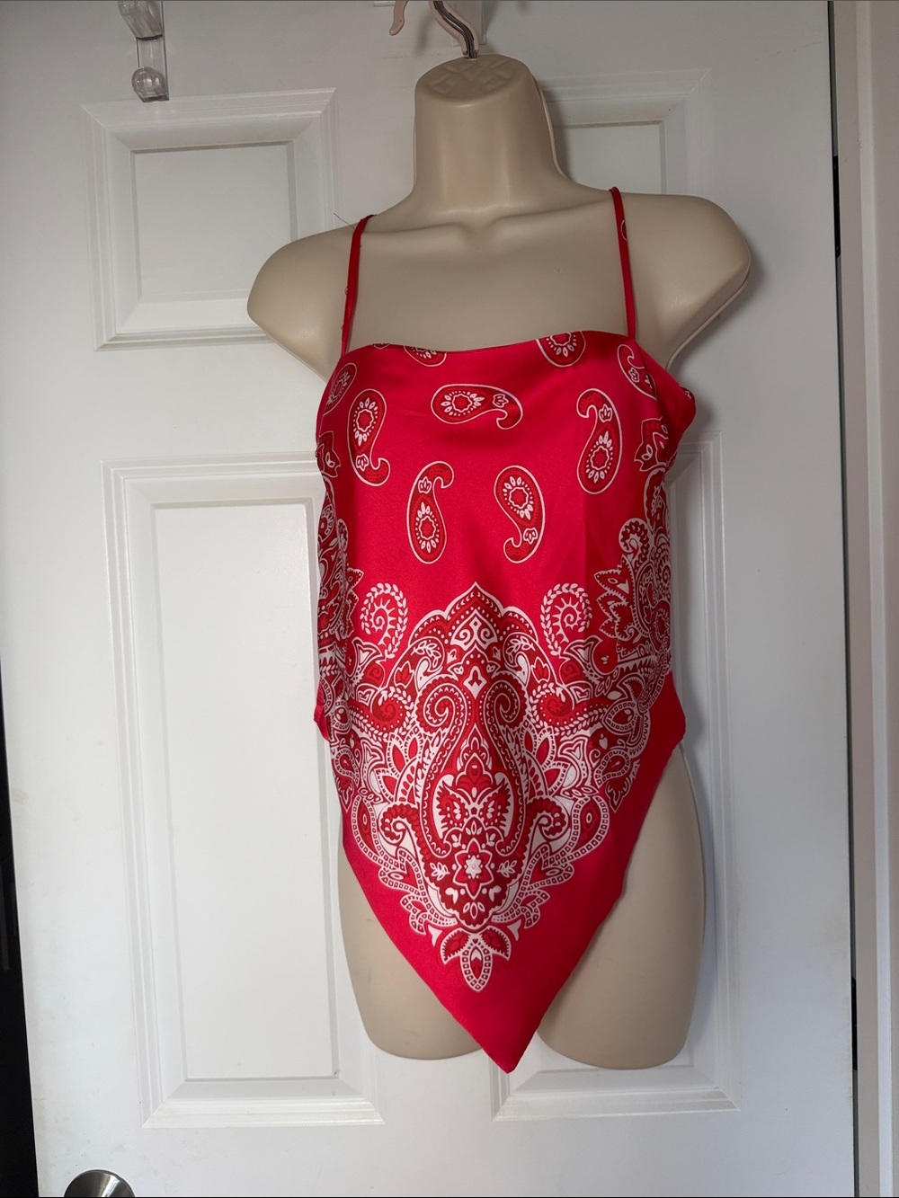 SHEIN Red Bandana Paisley Handkerchief Cami
